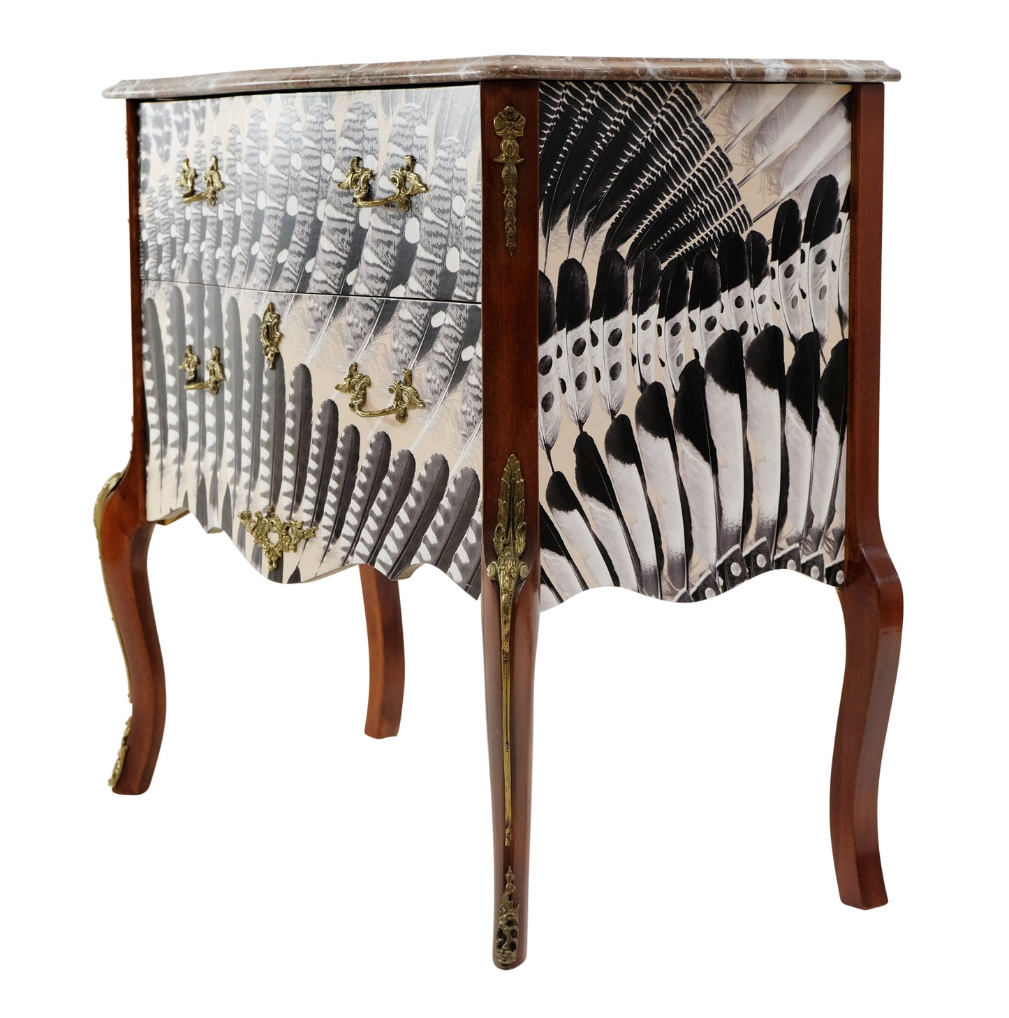 Rococo Chest with feather design and marble top