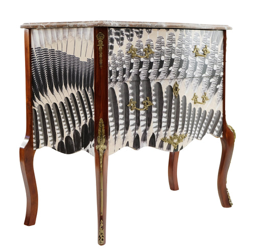 Rococo Chest with feather design and marble top