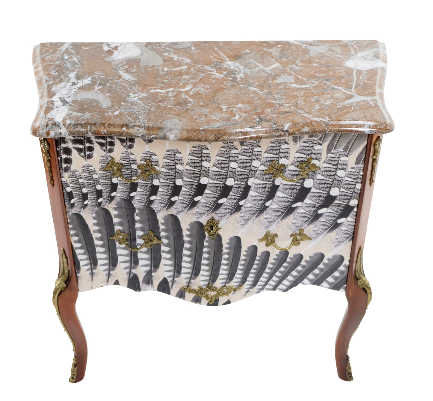 Rococo Chest with feather design and marble top