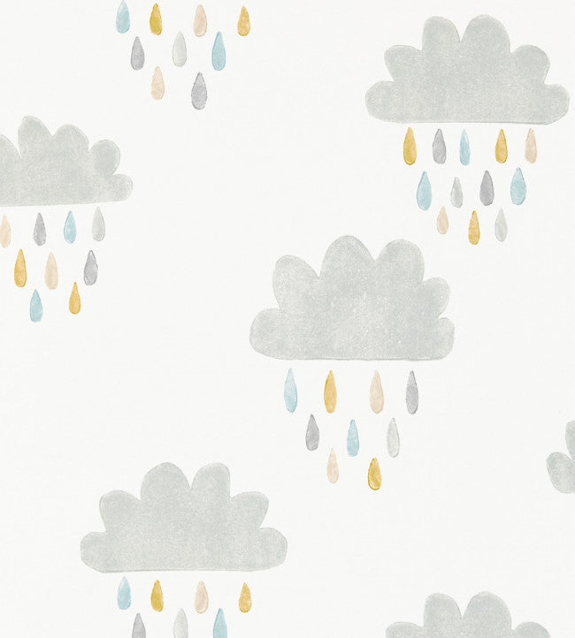 April Showers Wallpaper - Slate / Pickle / Paper