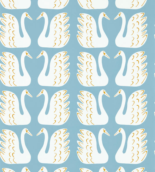 Swim Swam Swan Wallpaper - Sky / Chai