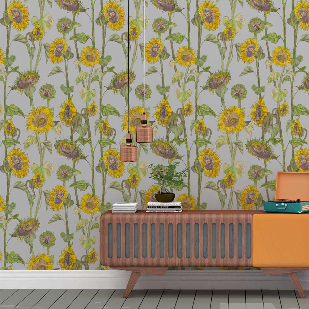 Sunflowers Wallpaper - Green - Petronella Hall