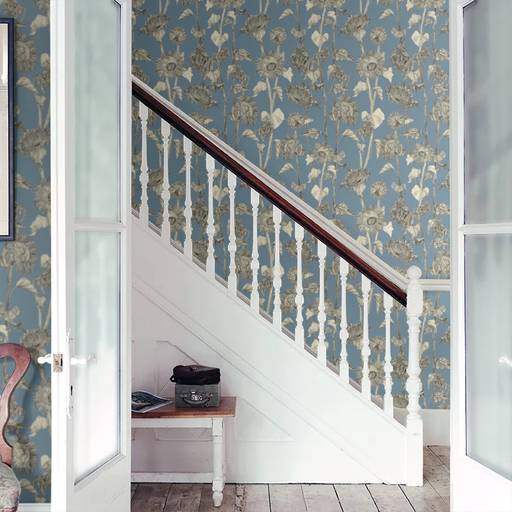 Sunflowers Wallpaper - Wedgewood - Petronella Hall