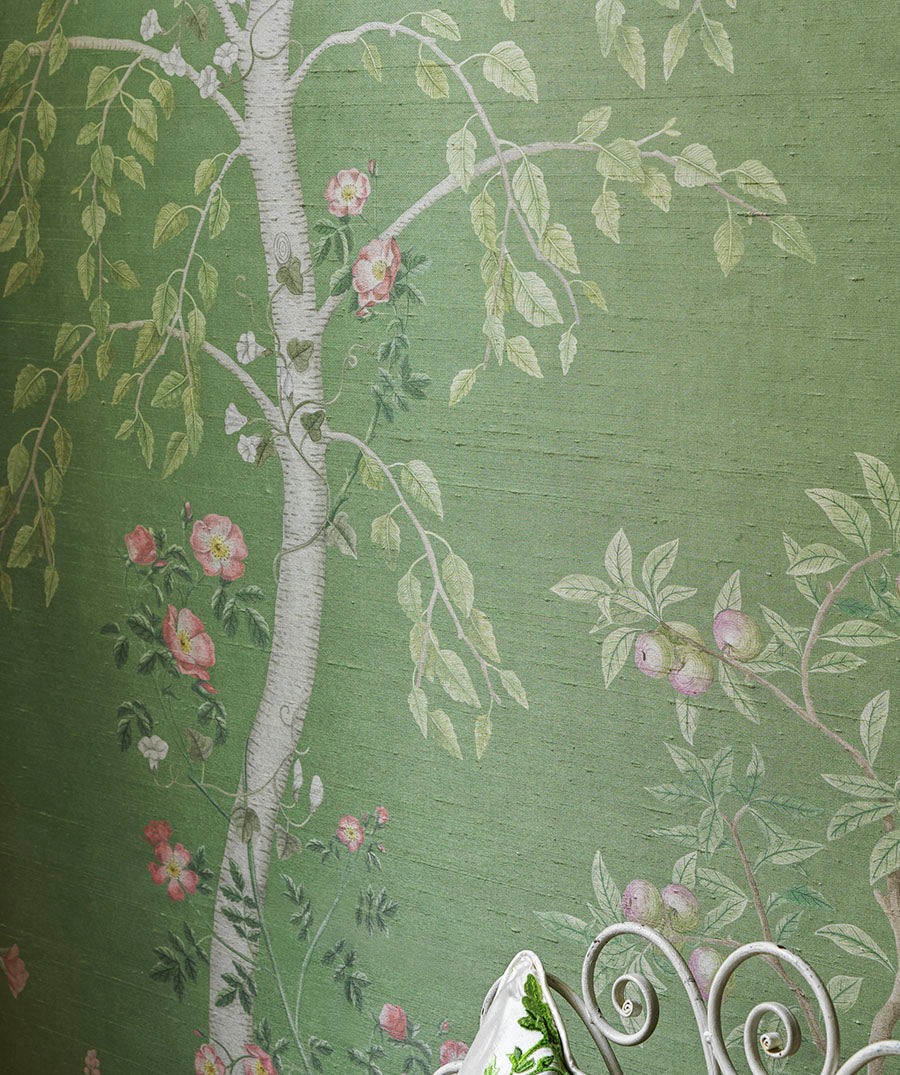 Seasonal Woods Silk Wallpaper - Green - Cole & Son