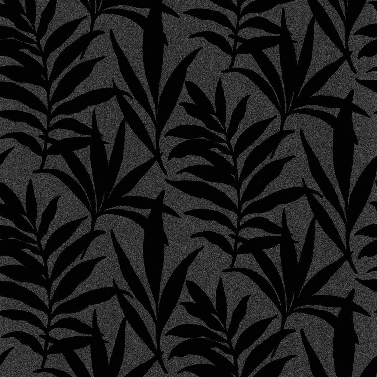 Verdi Ebony Black Luxury Flock Wallpaper - 1838 wallcoverings