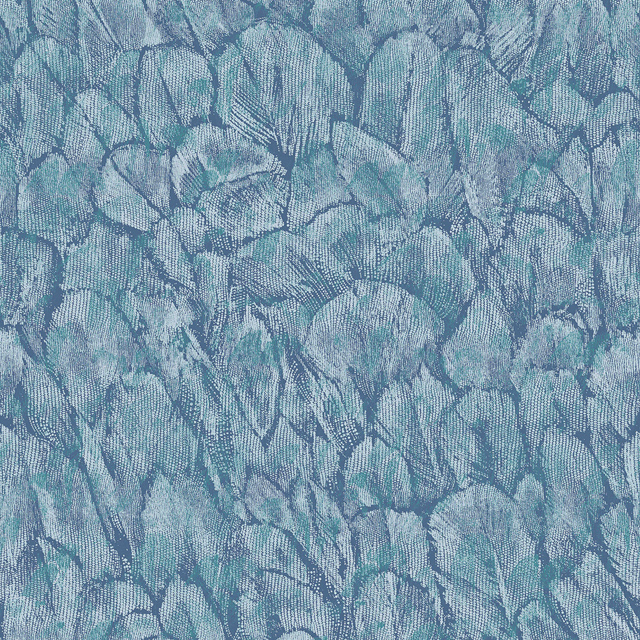 Tranquil Lagoon Blue Luxury Feather Wallpaper - 1838 wallcoverings