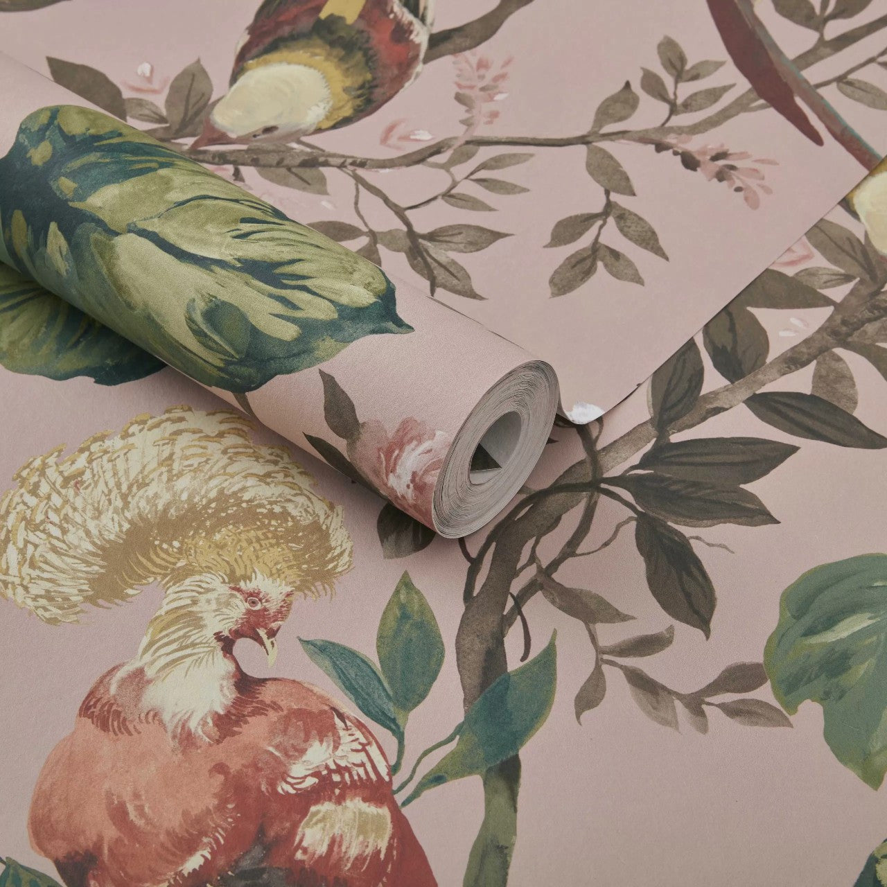 Bird Sonnet Blush Pink Luxury Bird Wallpaper - 1838 wallcoverings