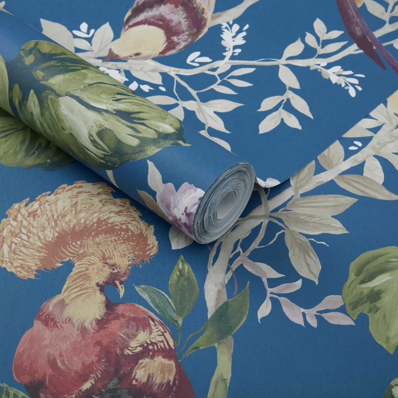 Bird Sonnet Royal Blue Luxury Bird Wallpaper - 1838 wallcoverings