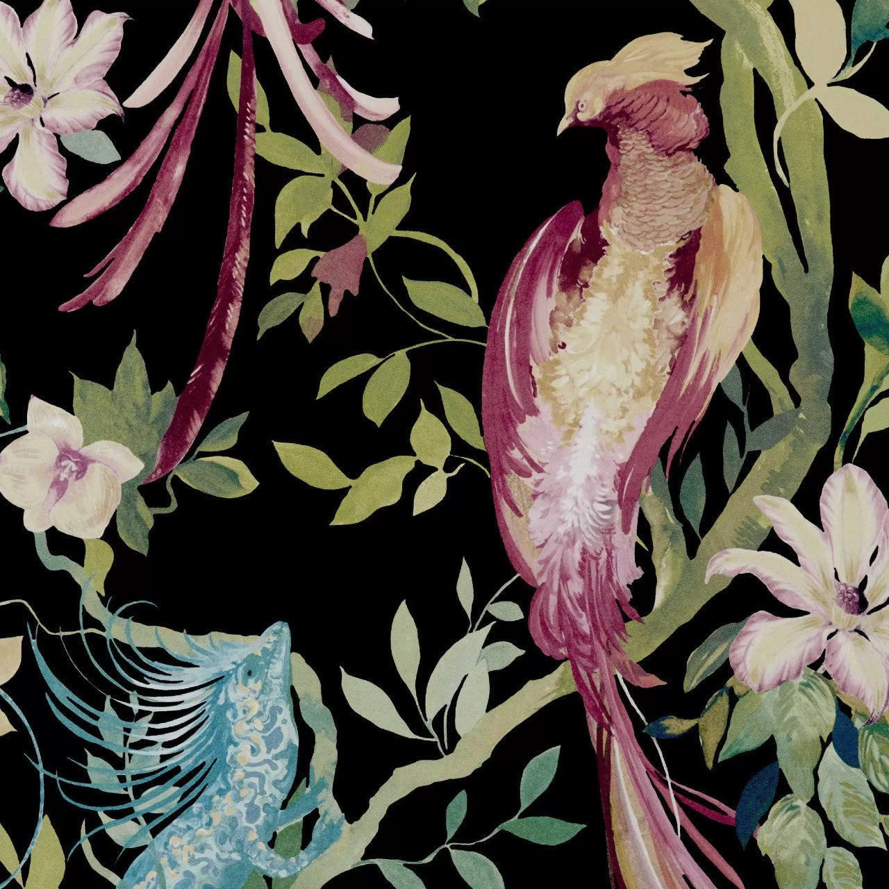 Bird Sonnet Jet Black Luxury Bird Wallpaper - 1838 wallcoverings