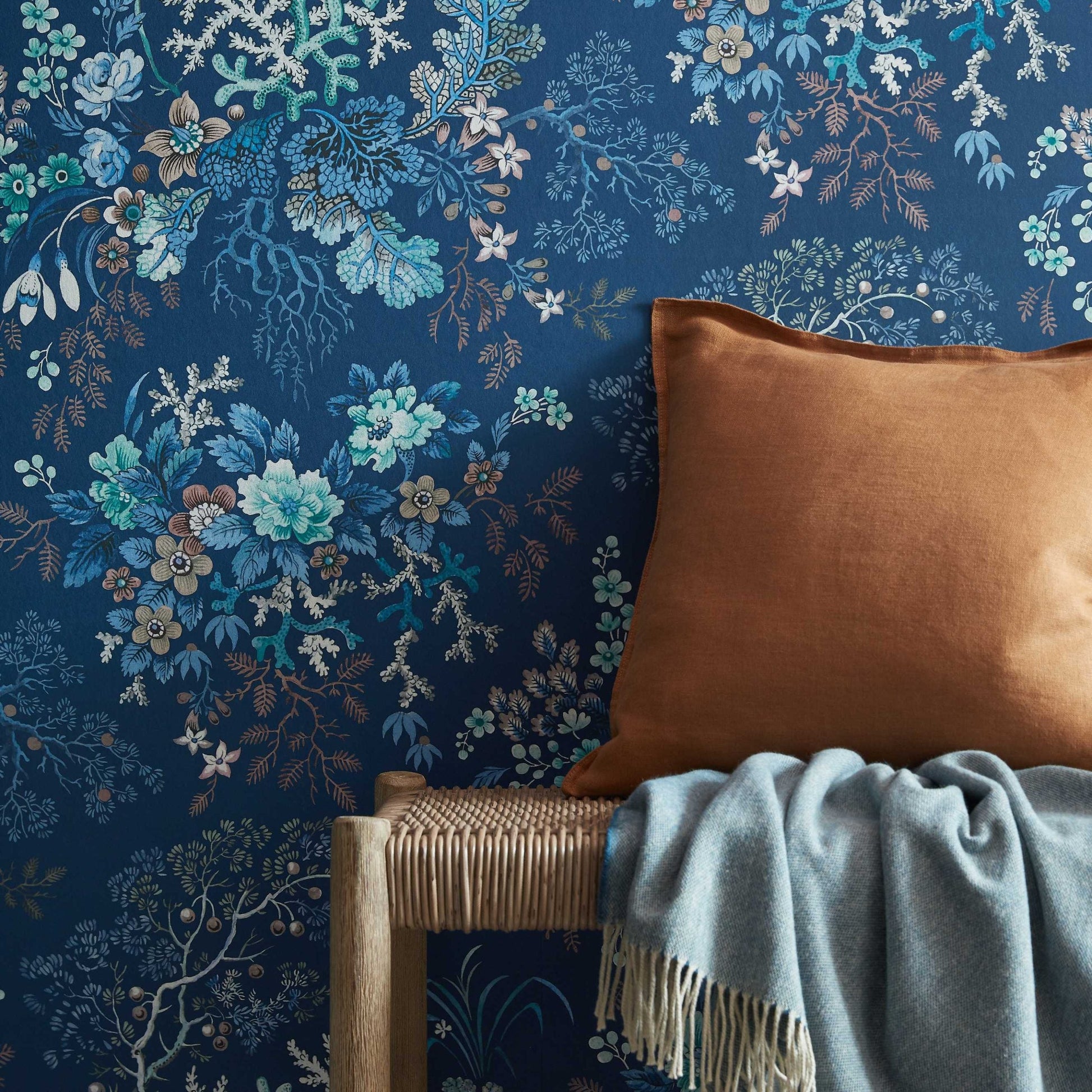 V&A Kilburn's Coral - Ocean Blue Wallpaper - 1838 wallcoverings