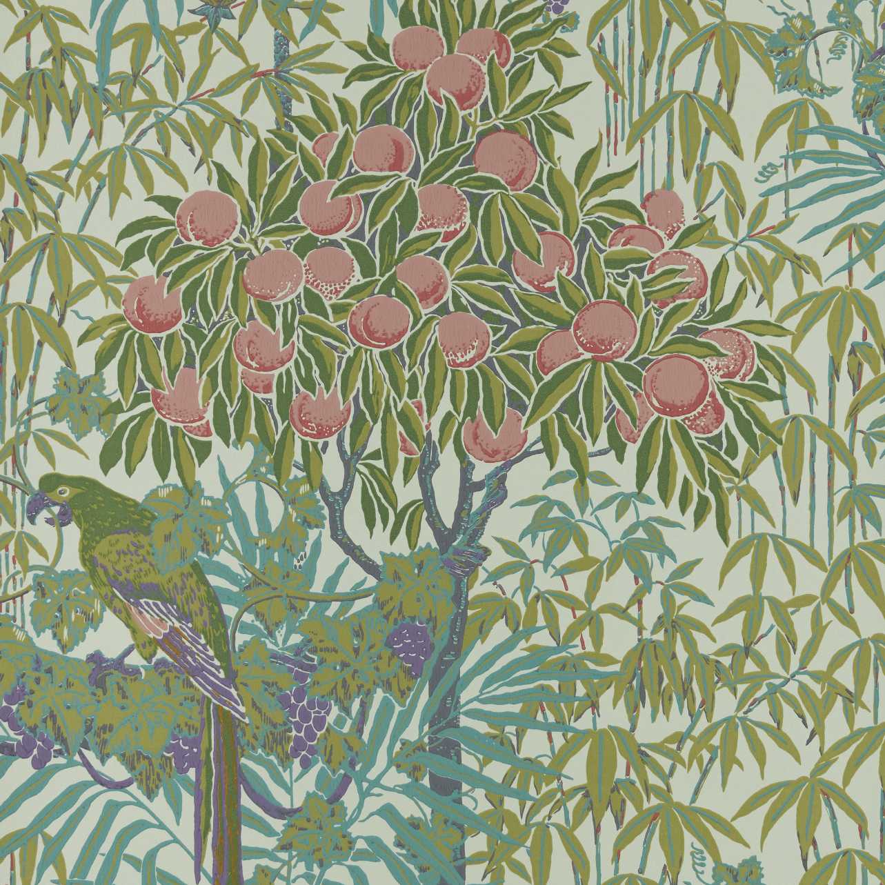 V&A Macaw - Olive Green Wallpaper - 1838 wallcoverings