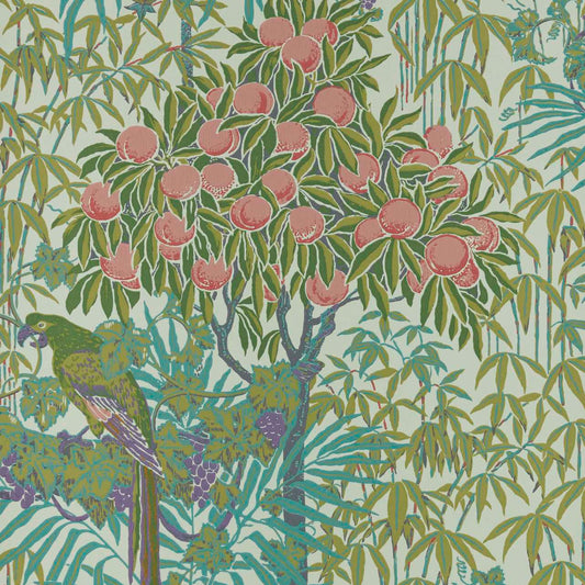 V&A Macaw - Olive Green Wallpaper - 1838 wallcoverings