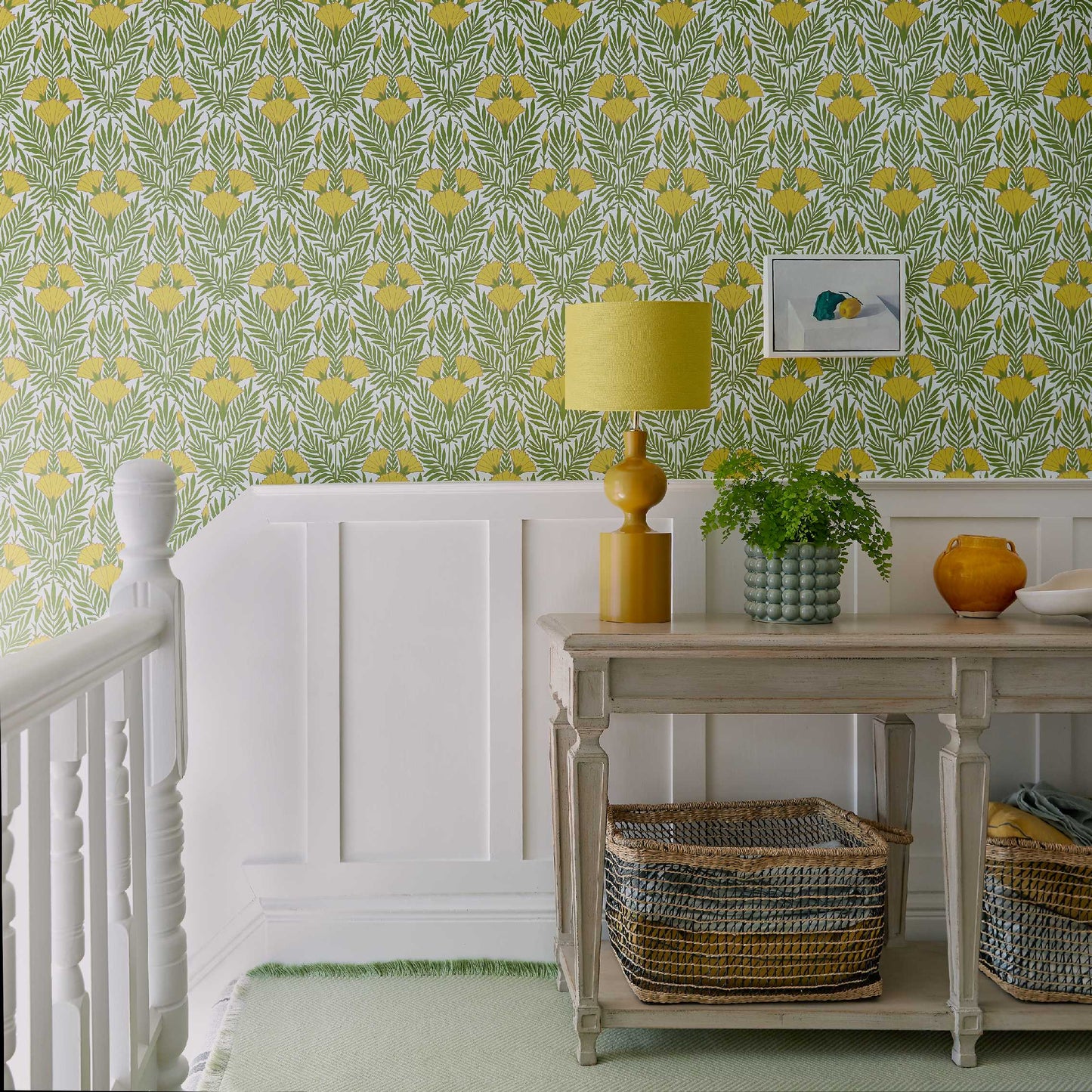 V&A Floral Fanfare - Vivid Yellow Wallpaper - 1838 wallcoverings