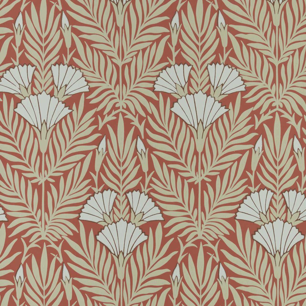 V&A Floral Fanfare - Coral Wallpaper - 1838 wallcoverings