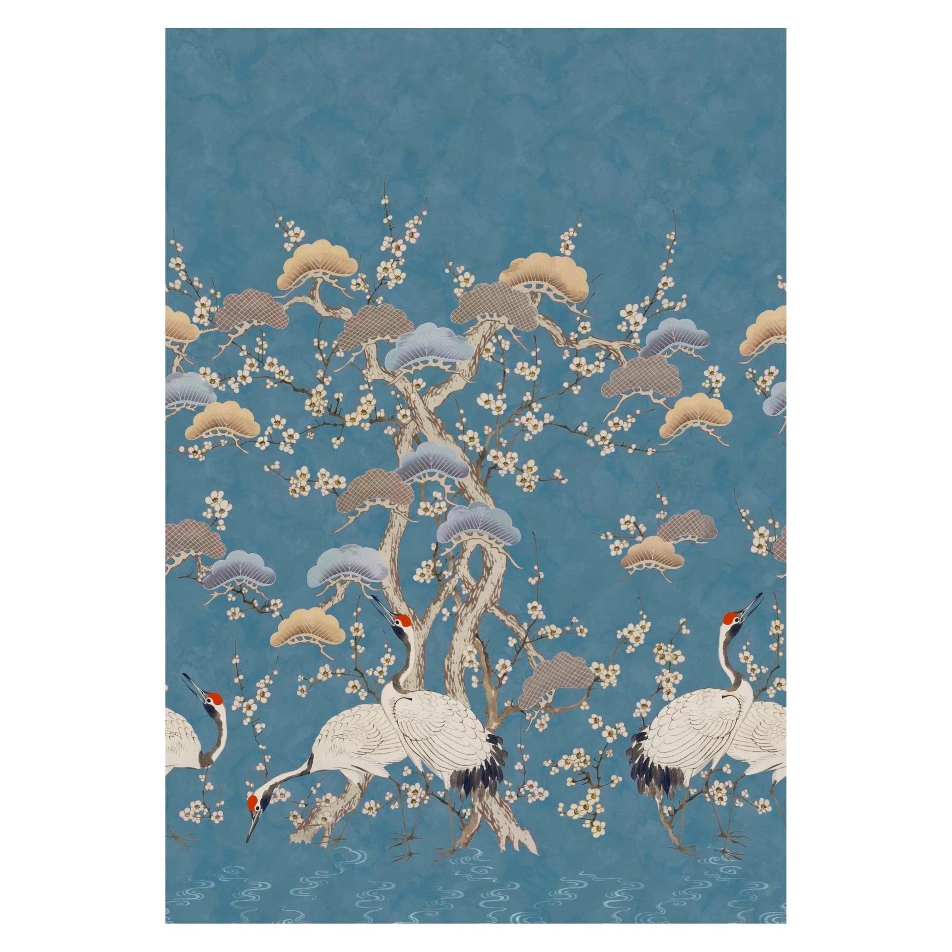 V&A Kyoto Blossom - Prussian Blue Wall Mural - 1838 wallcoverings