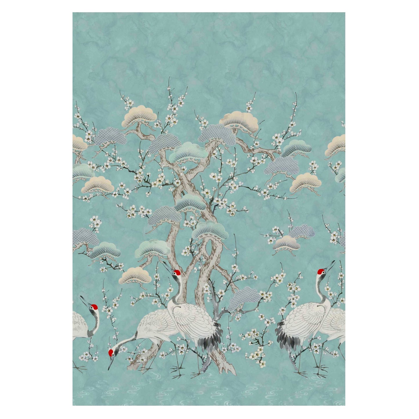 V&A Kyoto Blossom - Mist Blue Wall Mural - 1838 wallcoverings