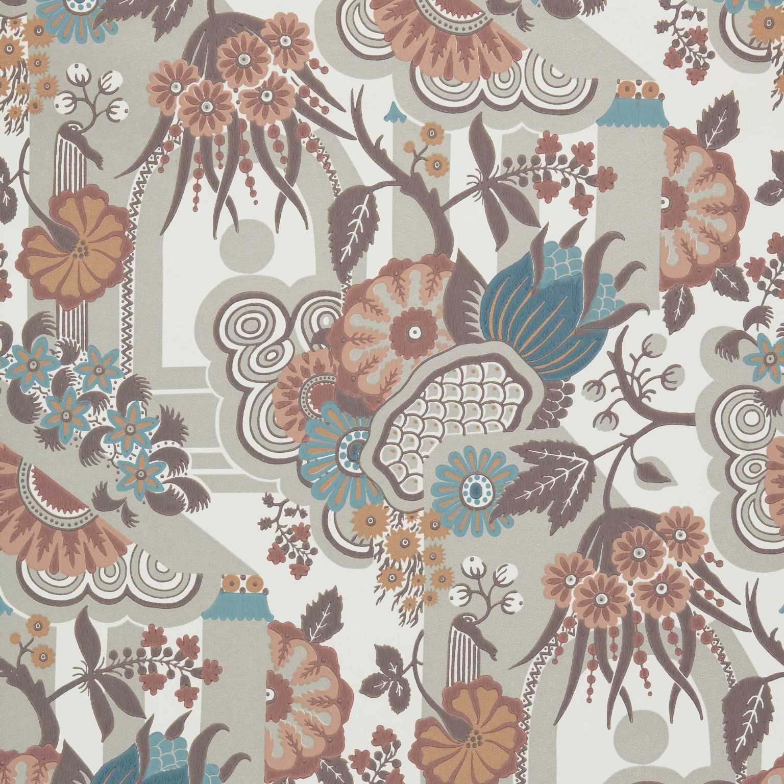 V&A Pineapple Garden - Apricot Wallpaper - 1838 wallcoverings