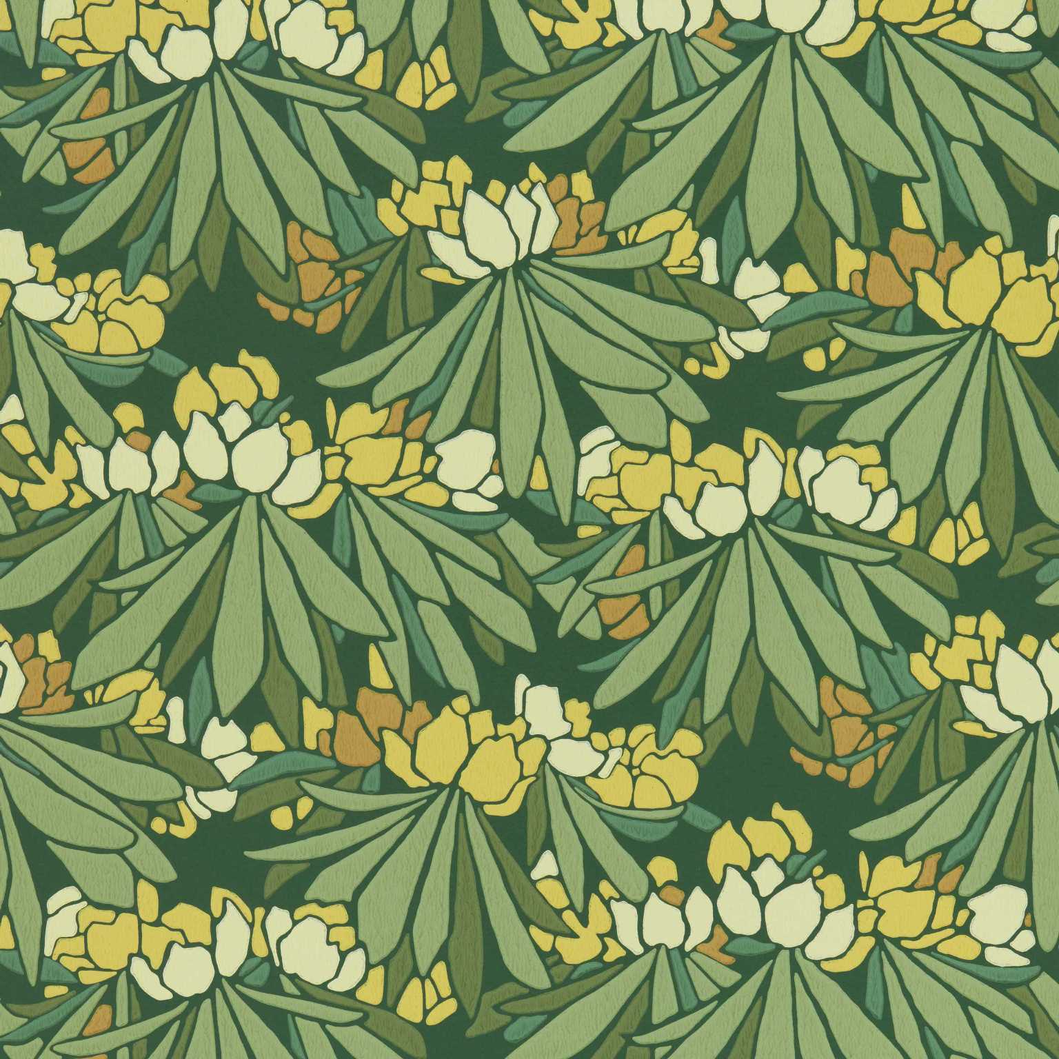 V&A Rhododendron - Yellow Wallpaper - 1838 wallcoverings