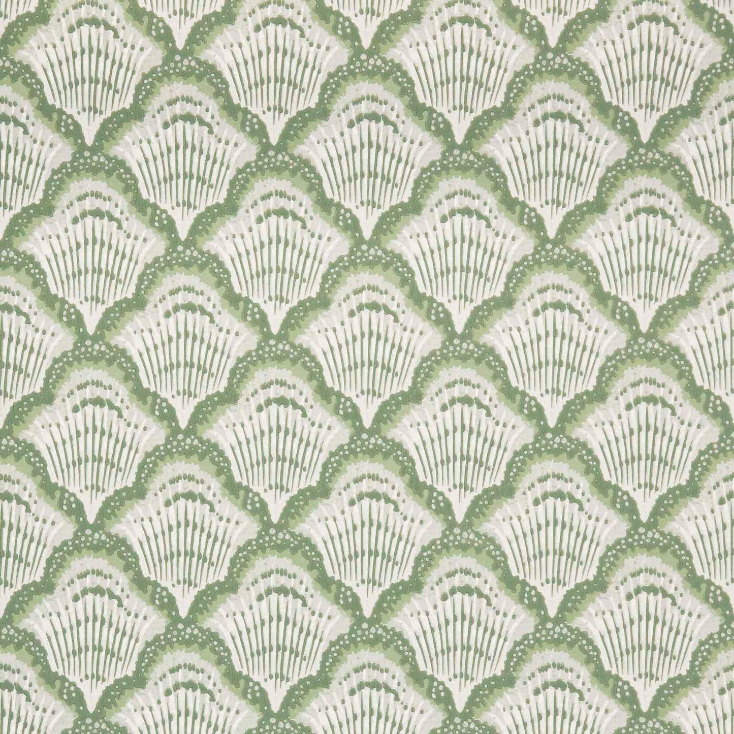 V&A Calico Shell - Verde Green Wallpaper - 1838 wallcoverings