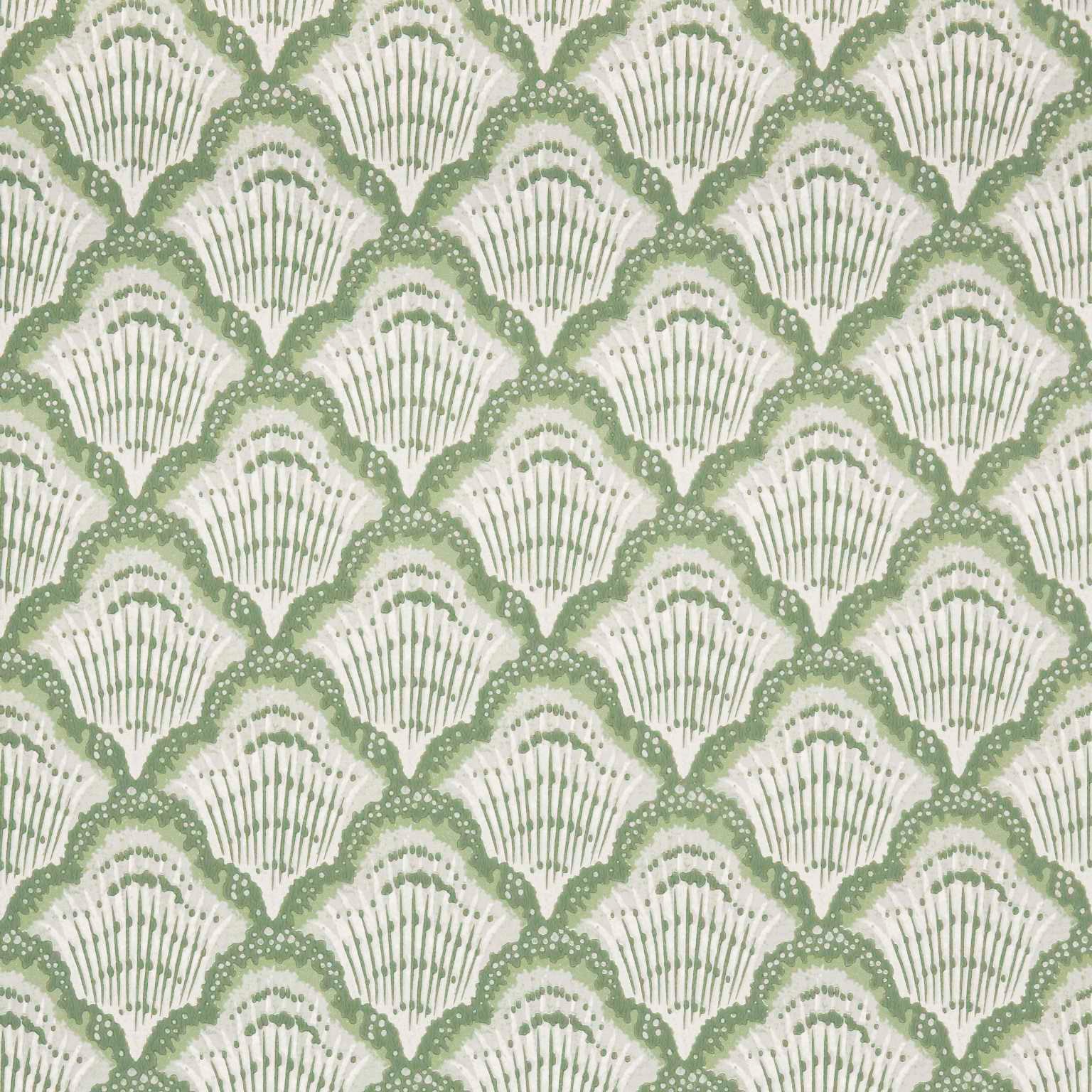 V&A Calico Shell - Verde Green Wallpaper - 1838 wallcoverings