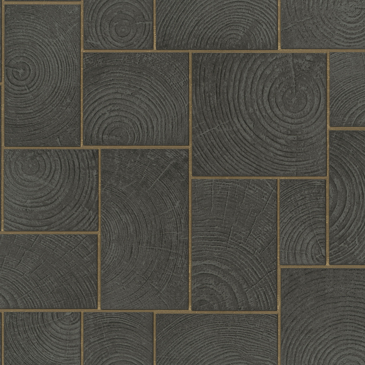 Wood Block Natural Opulence Black Wallpaper - Galerie