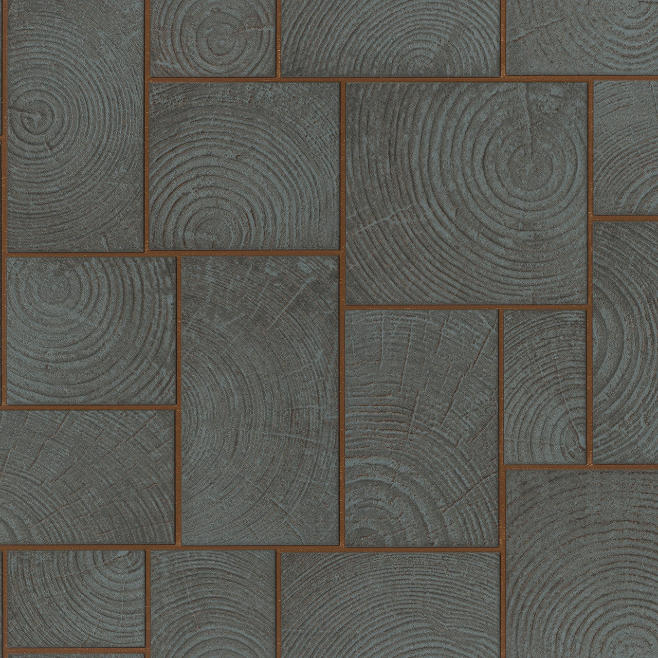 Wood Block Natural Opulence Anthracite Wallpaper - Galerie