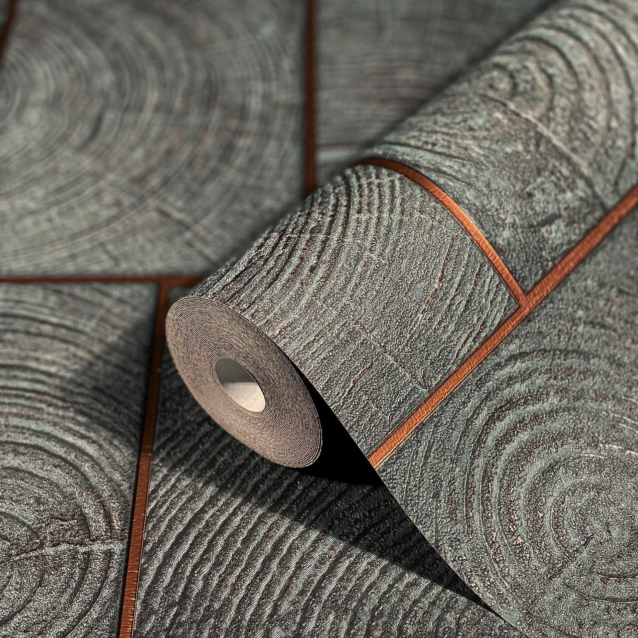 Wood Block Natural Opulence Anthracite Wallpaper - Galerie