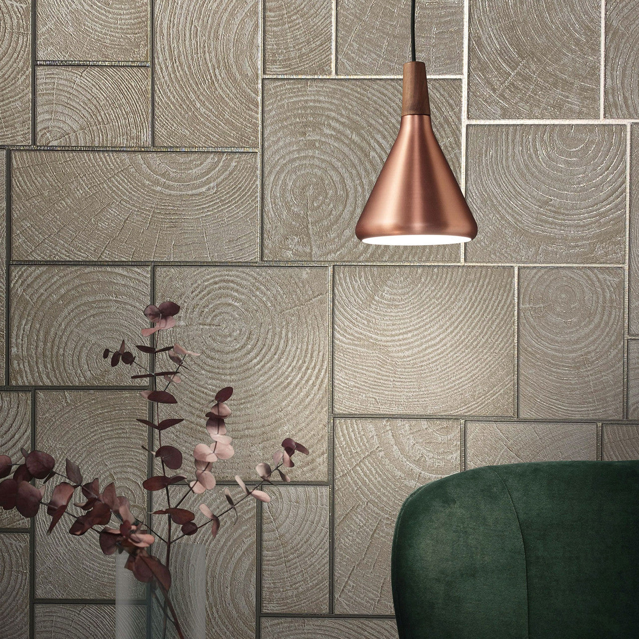 Wood Block Natural Opulence Beige Wallpaper - Galerie