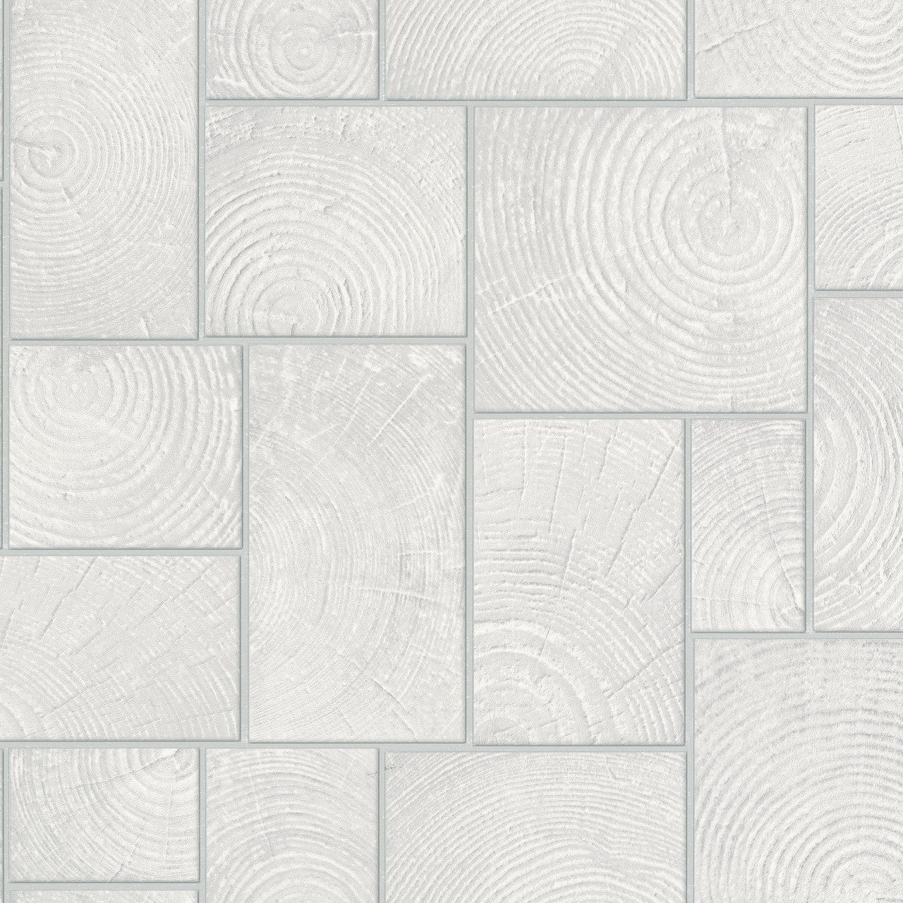 Wood Block Natural Opulence White and Grey Wallpaper - Galerie