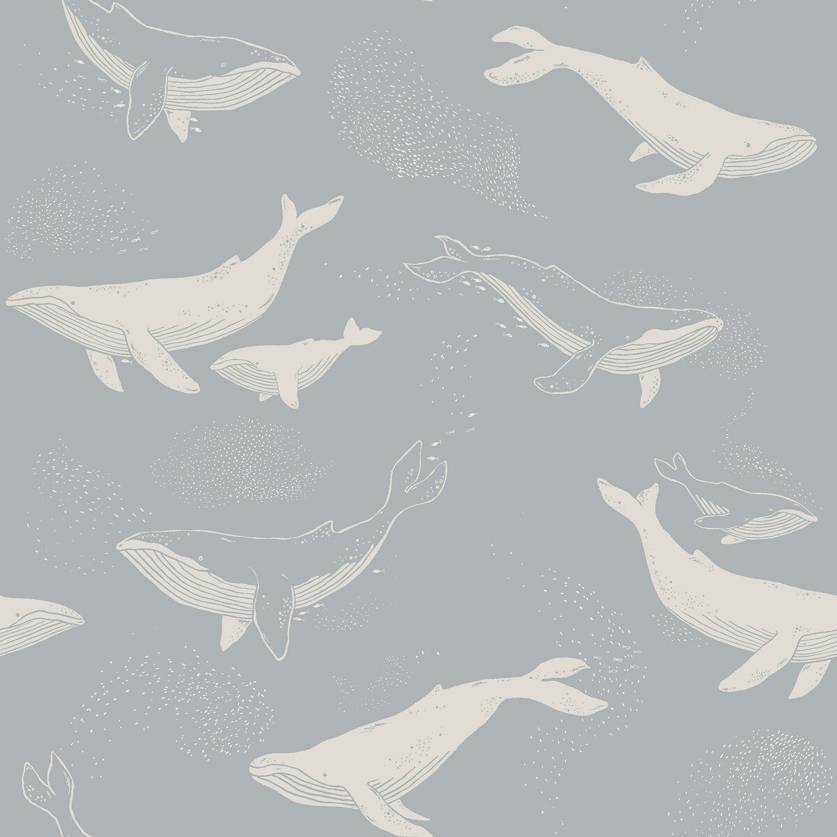 Whales Wallpaper - Silver - Borastapeter