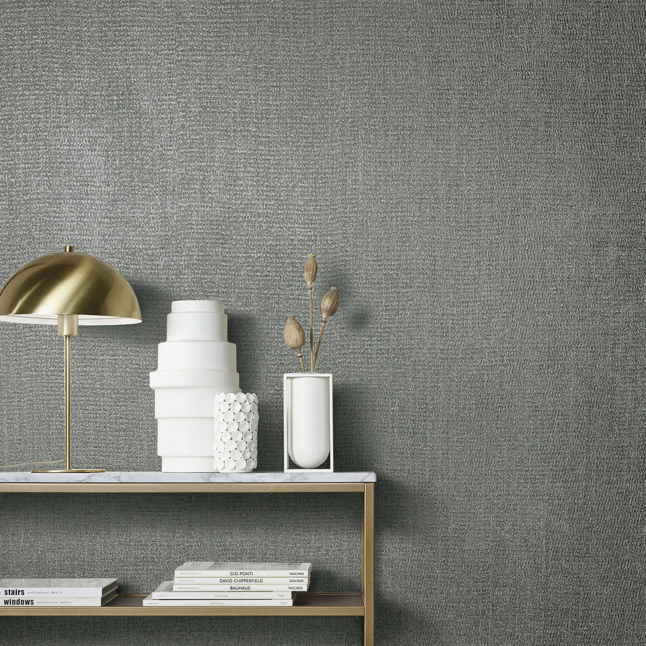 Weave Natural Opulence Grey Green Wallpaper - Galerie