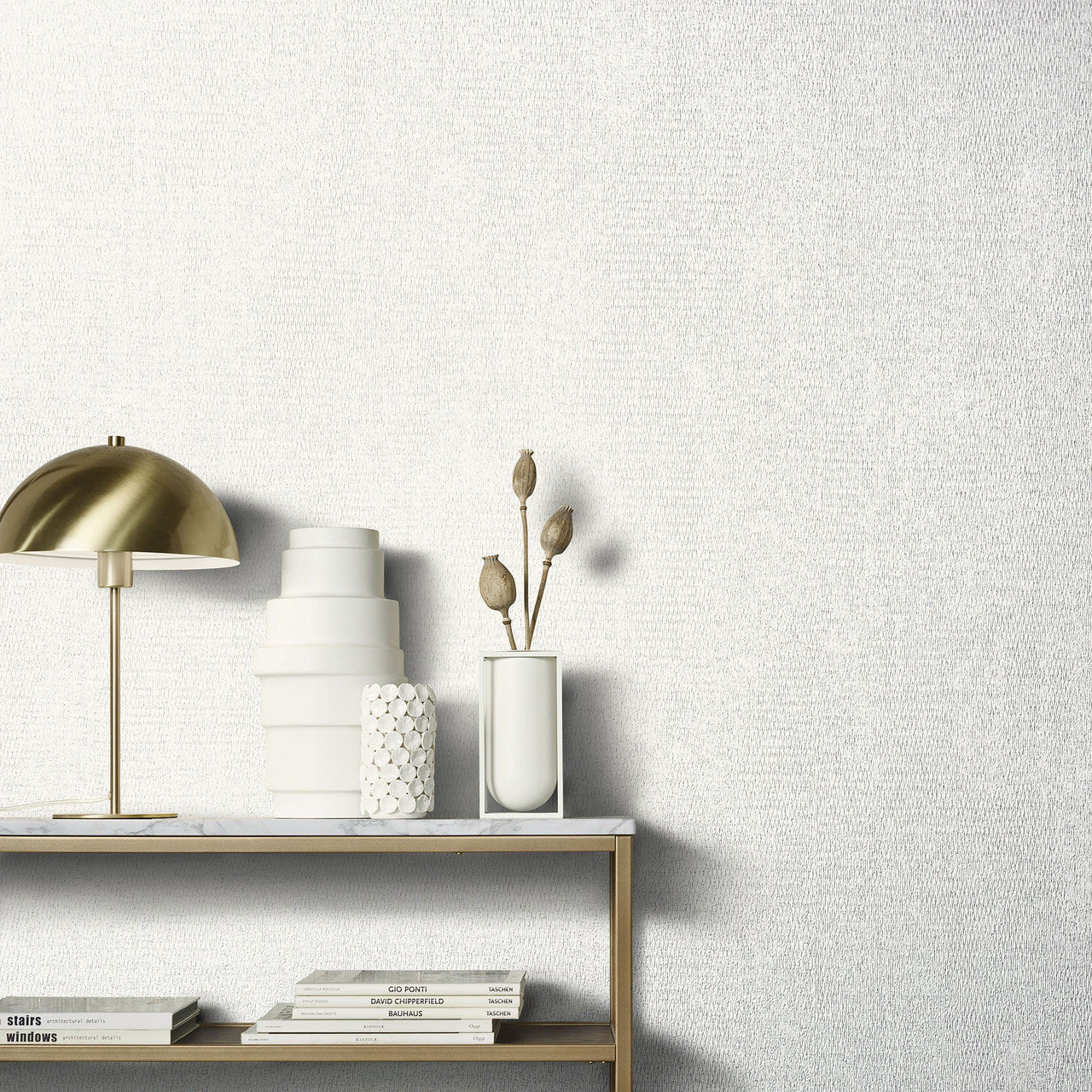 Weave Natural Opulence White Wallpaper - Galerie