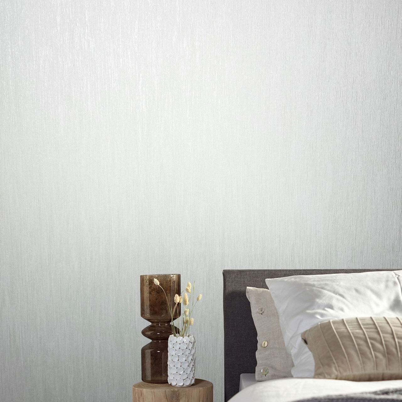 Slub Natural Opulence White Wallpaper - Galerie