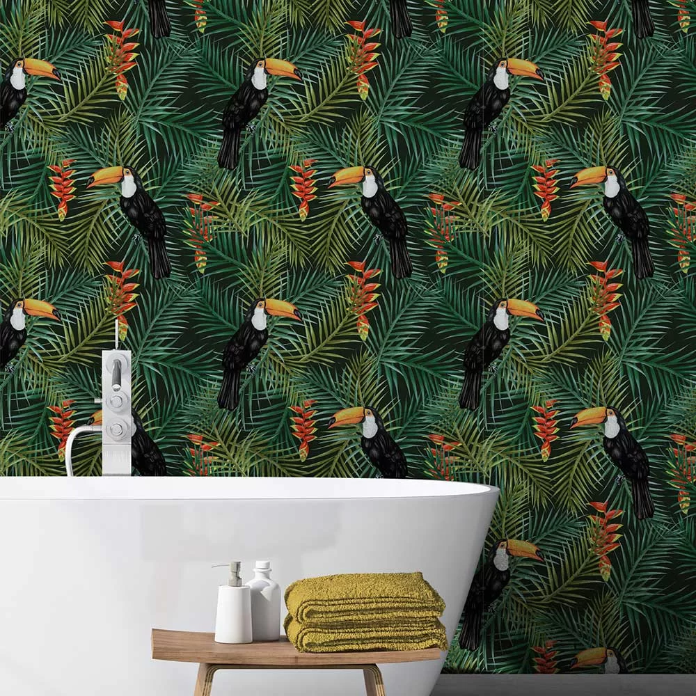 Toucan Wallpaper - Green - The Graduate Collection