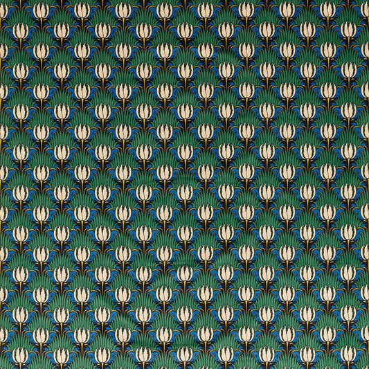 Tulip & Bird Fabric - Green - Bedford Park