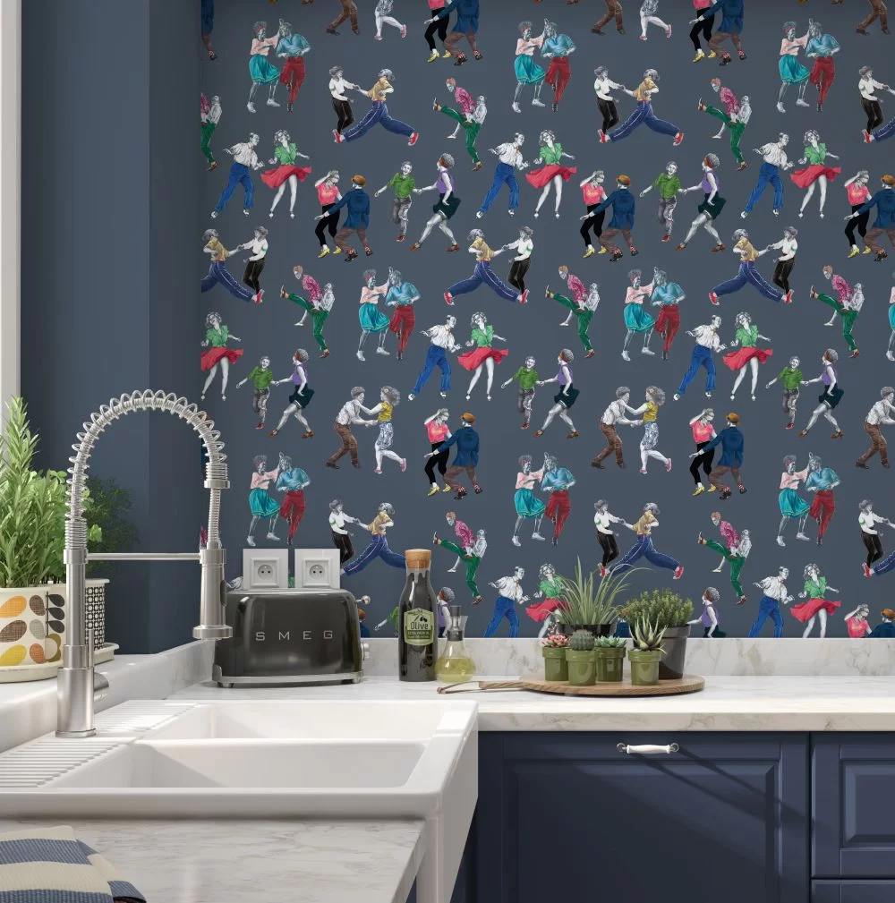 Swing Time Wallpaper - Blue - The Graduate Collection