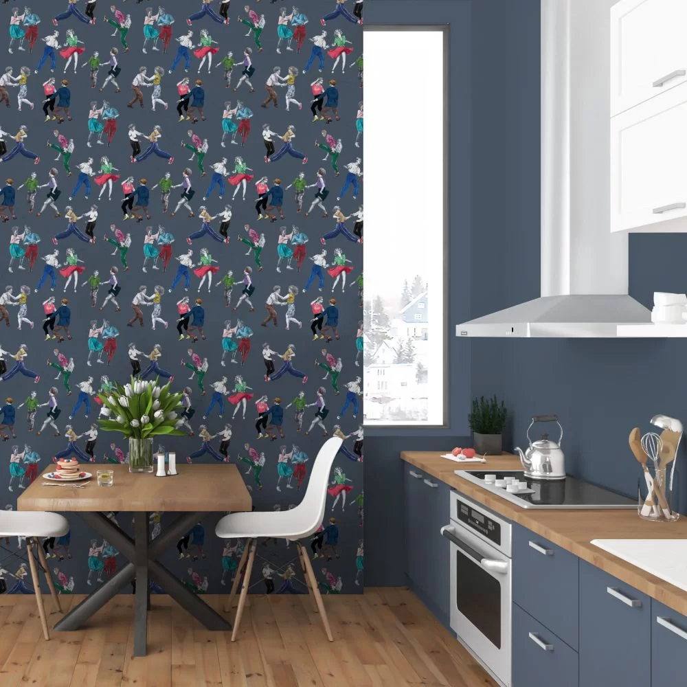 Swing Time Wallpaper - Blue - The Graduate Collection