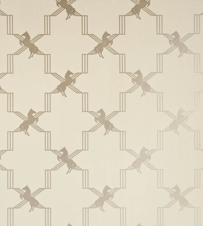 Horse Trellis Wallpaper - Metallic Stone - BG0500-202 - Barneby Gates