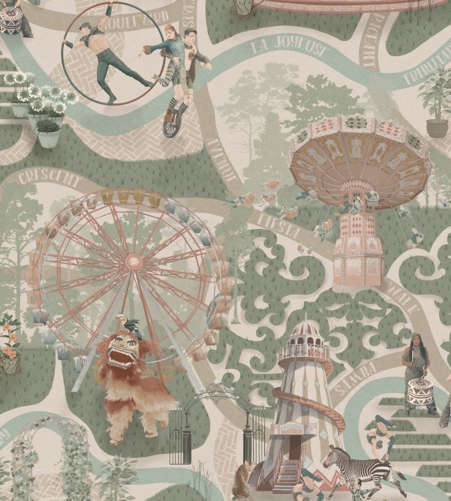 Carnival Map Wallpaper - Green - Brand McKenzie