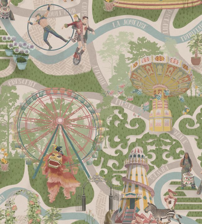 Carnival Map Wallpaper - Green - Brand McKenzie