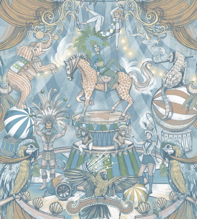 Funfair Wallpaper - Blue - Brand McKenzie