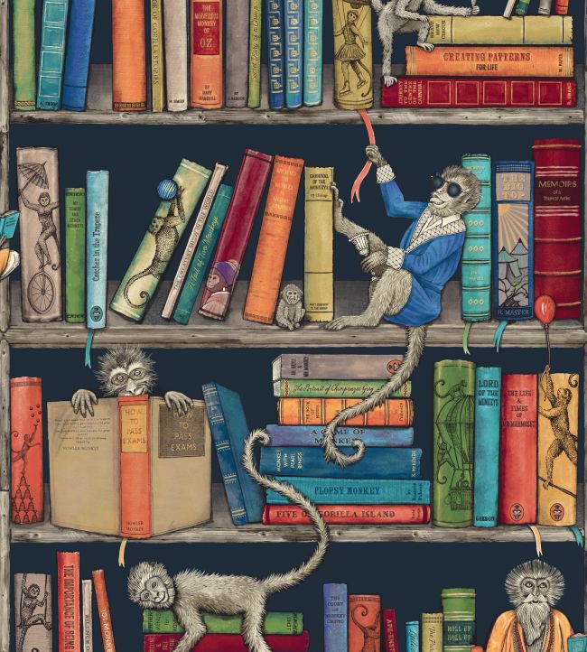 Monkey Library Wallpaper - Multicolor - Brand McKenzie