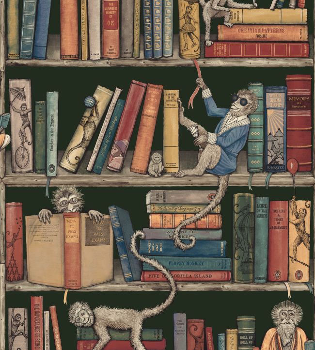 Monkey Library Wallpaper - Brown - Brand McKenzie