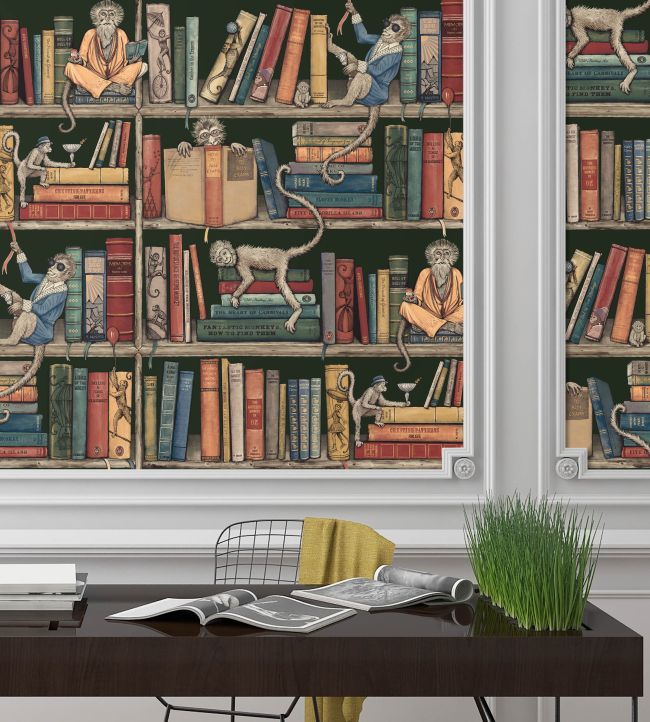 Monkey Library Wallpaper - Brown - Brand McKenzie