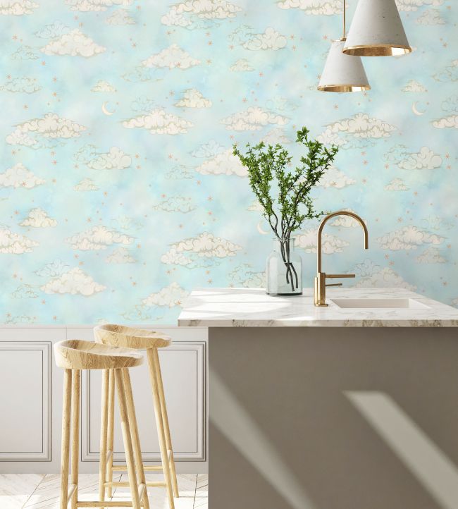 Starry Clouds Wallpaper - Teal - Brand McKenzie