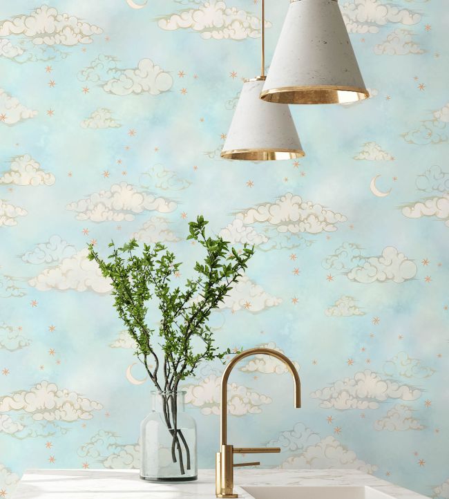 Starry Clouds Wallpaper - Teal - Brand McKenzie