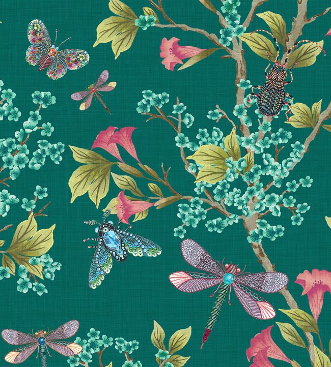 Jewel A Flutter Wallpaper - Green - Brand McKenzie