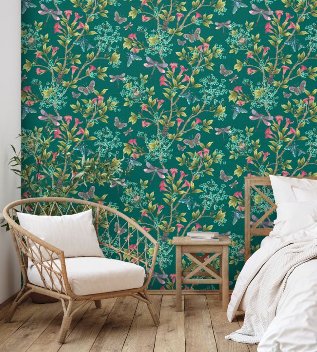 Jewel A Flutter Wallpaper - Green - Brand McKenzie