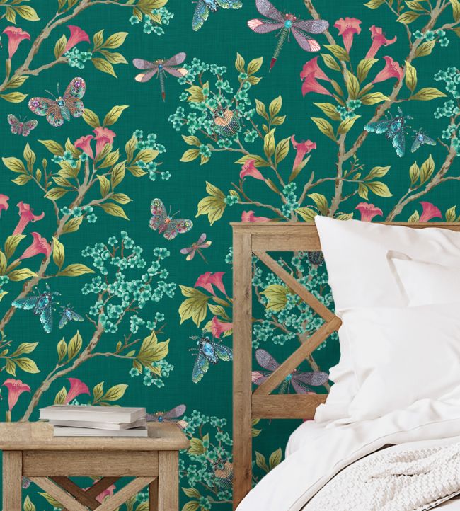 Jewel A Flutter Wallpaper - Green - Brand McKenzie