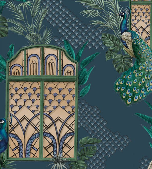 Peacock Manor Wallpaper - Blue - Brand McKenzie